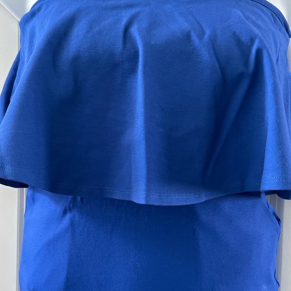 Strapless Blue Ruffle Dress Size L Rolla Coster Rayon Blend - Picture 7 of 8